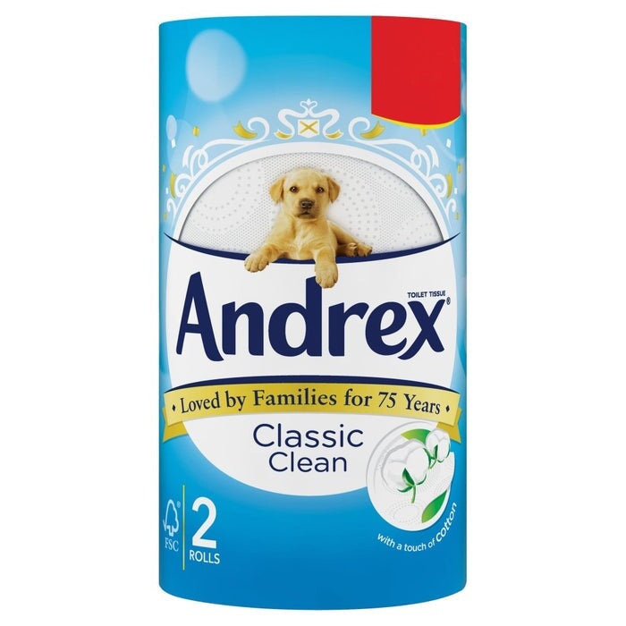 Andrex Classic Clean Toilet Tissue 2 Rolls