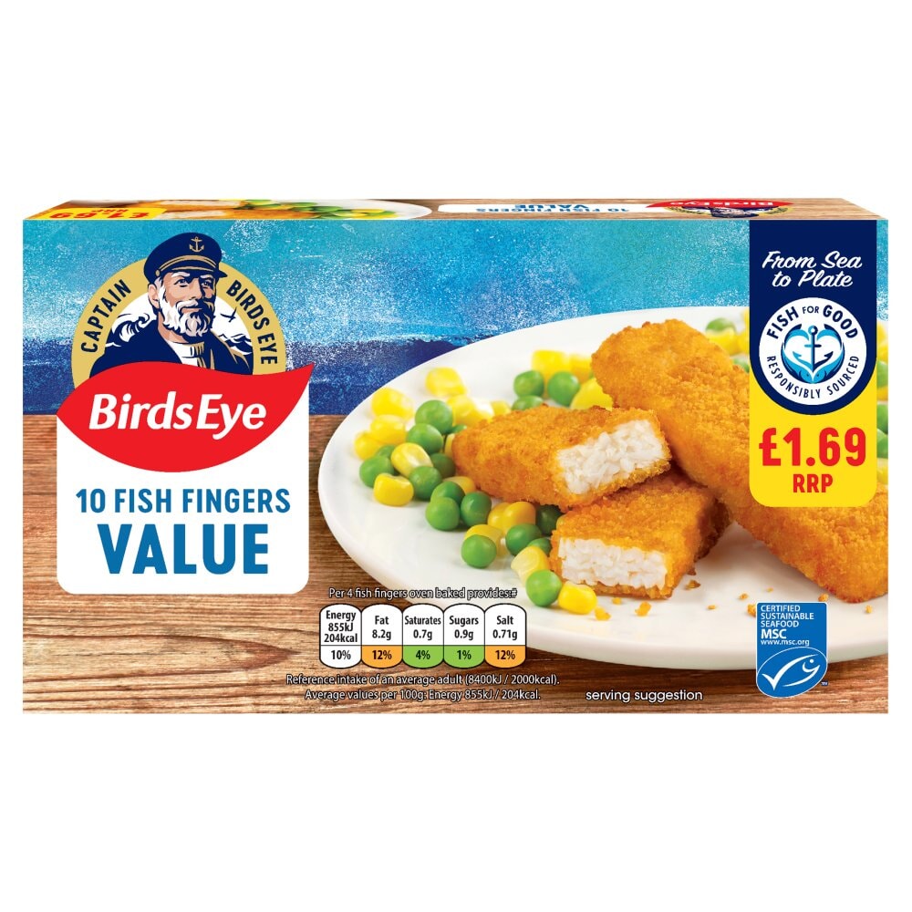 Birds Eye 10 Fish Fingers Value 250g