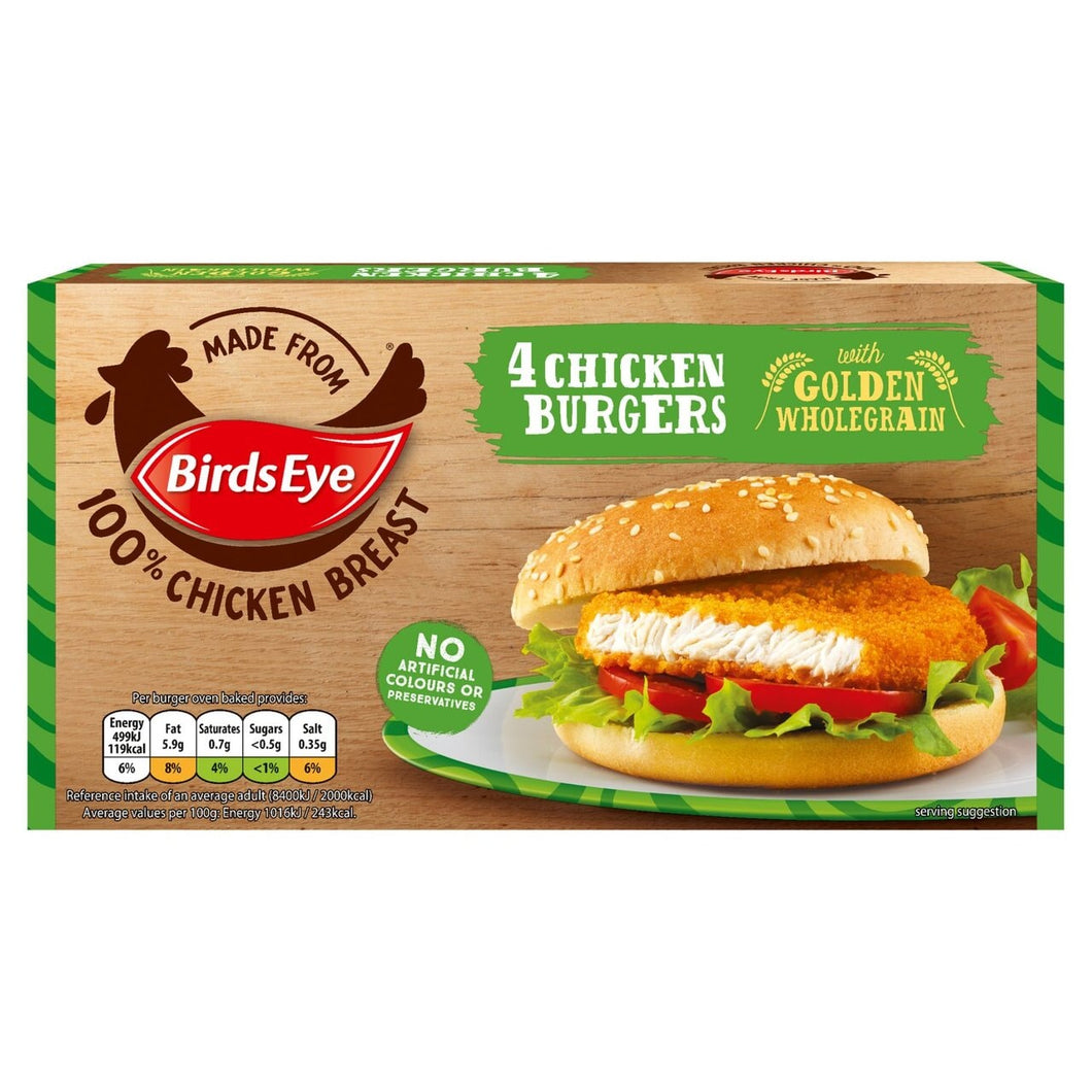 Birds Eye 4 Wholegrain Breaded Chicken Burgers 200g