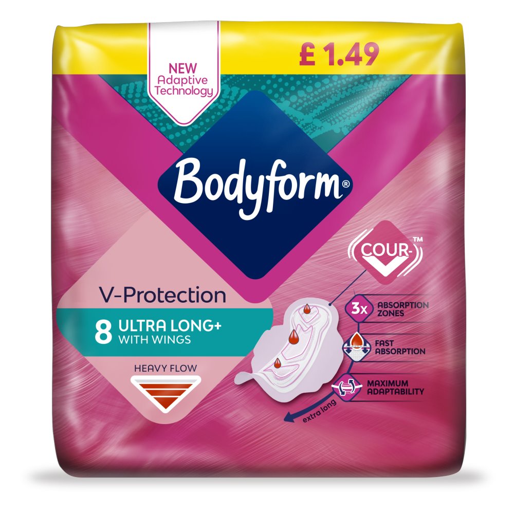 Bodyform V-Protection Ultra Long With Wings 8 Pack