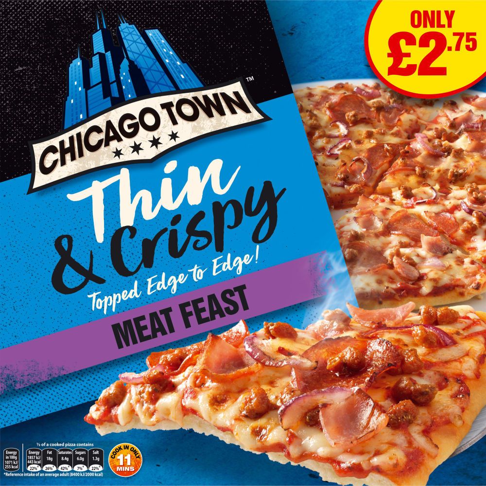 Chicago Town Thin & Crispy Meat Feast Pizza 325g