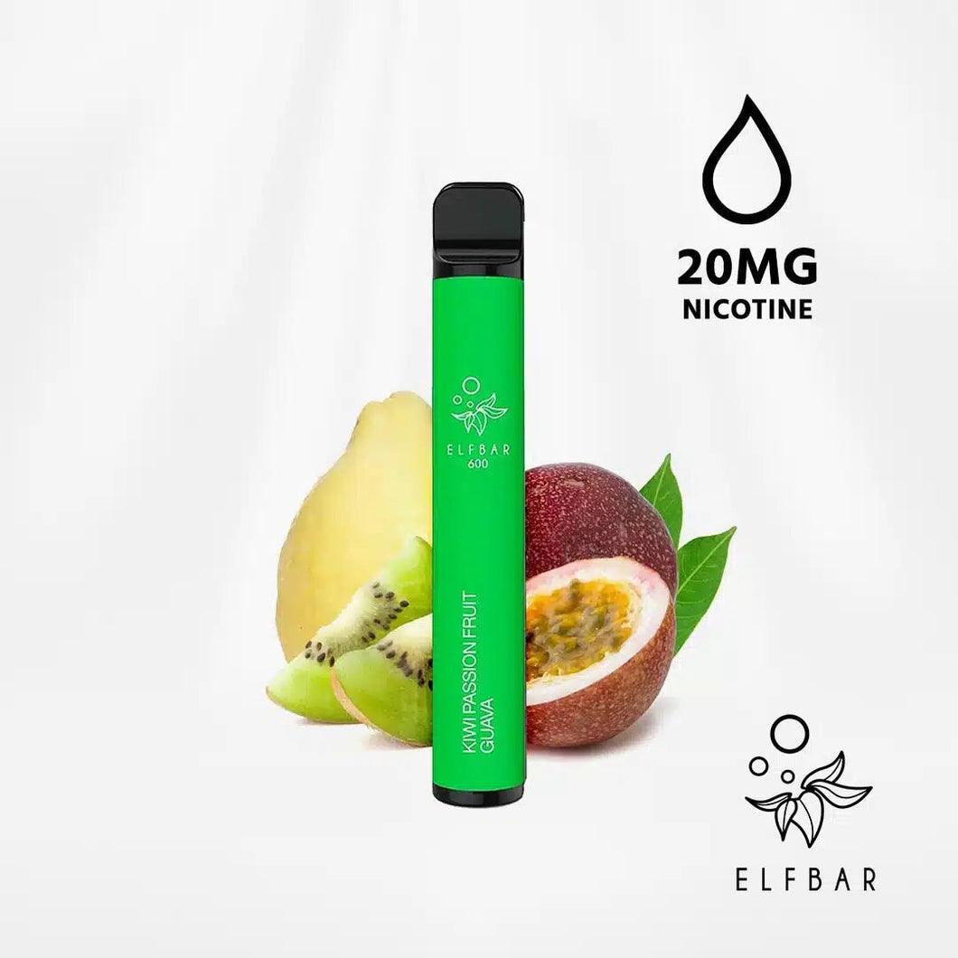 Elf Bar 600 Kiwi Passionfruit Guava Disposable Vape 2 x 20mg