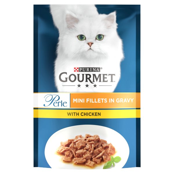 Gourmet Perle Cat Food Mini Fillets Chicken in Gravy 2 x 85g