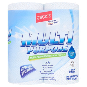 Jack’s Multi-Purpose Household Towels 70 Sheets Per Roll Twin Pack