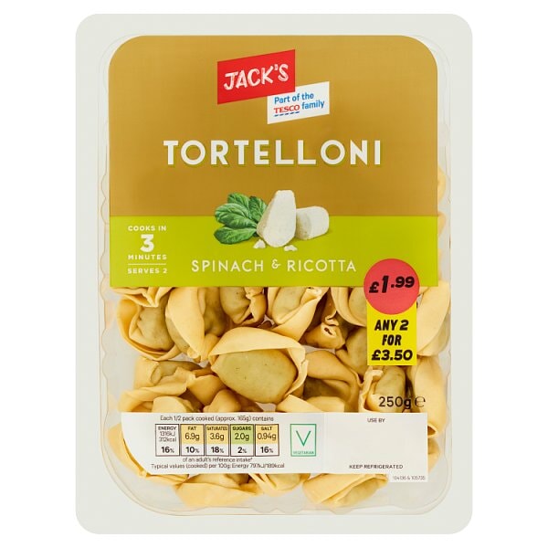 Jack’s Tortelloni Spinach & Ricotta 250g x 2