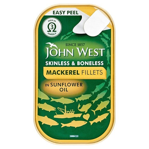 John West Skinless And Boneless Mackerel Fillets In Sunflower Oil 115g