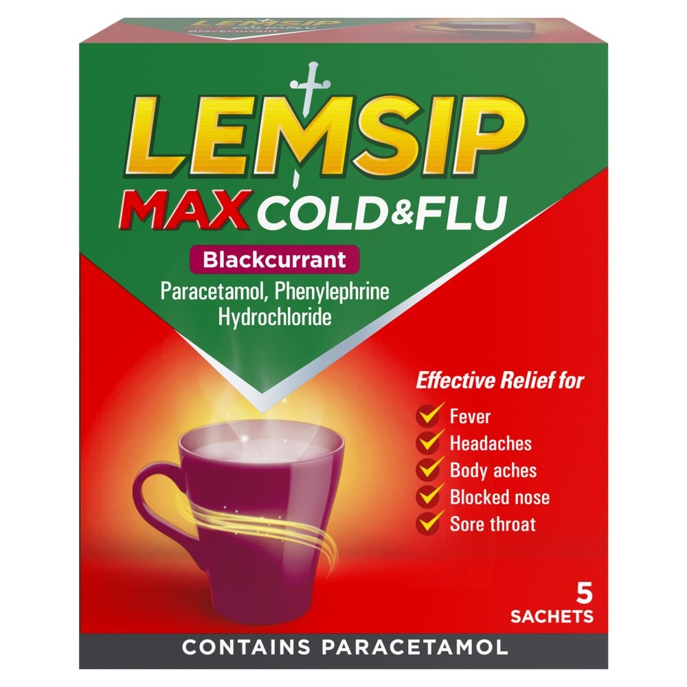 Lemsip Max Cold & Flu Blackcurrant 5 Sachets