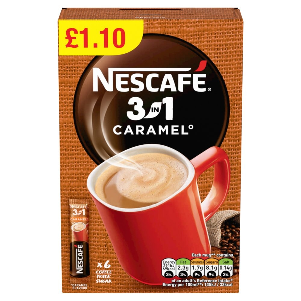 Nescafe 3in1 Caramel Instant Coffee 6 x 16g