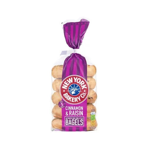 New York Bakery Cinnamon & Raisin Bagel 5 Pack