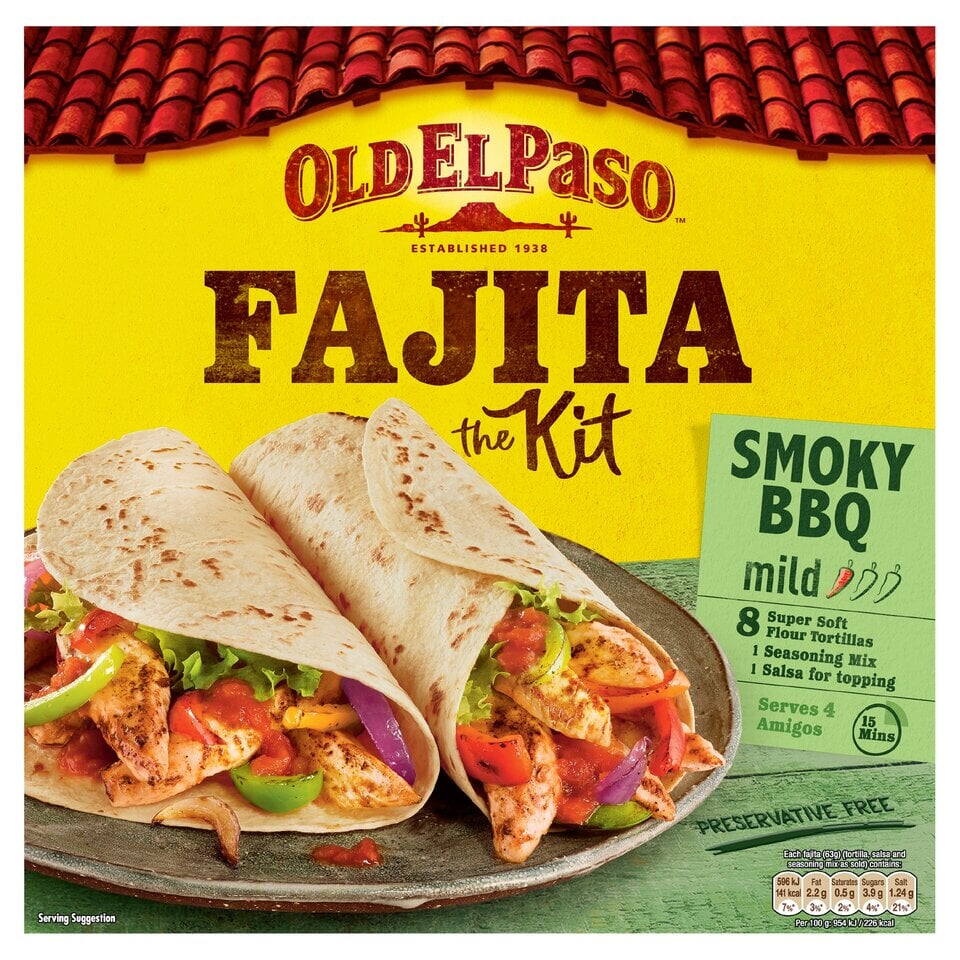 Old El Paso Smoky Bbq Fajita Dinner Kit 500g