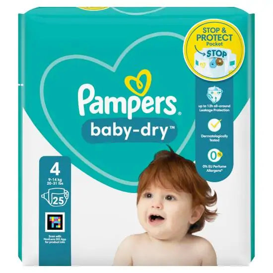 Pampers Baby-Dry Size 4, 25 Nappies