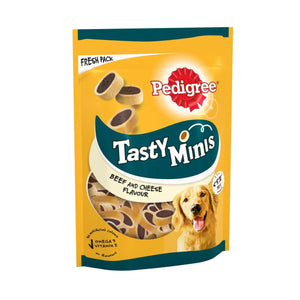 Pedigree Tasty Minis Adult Dog Treats Cheese & Beef Flavour 140g