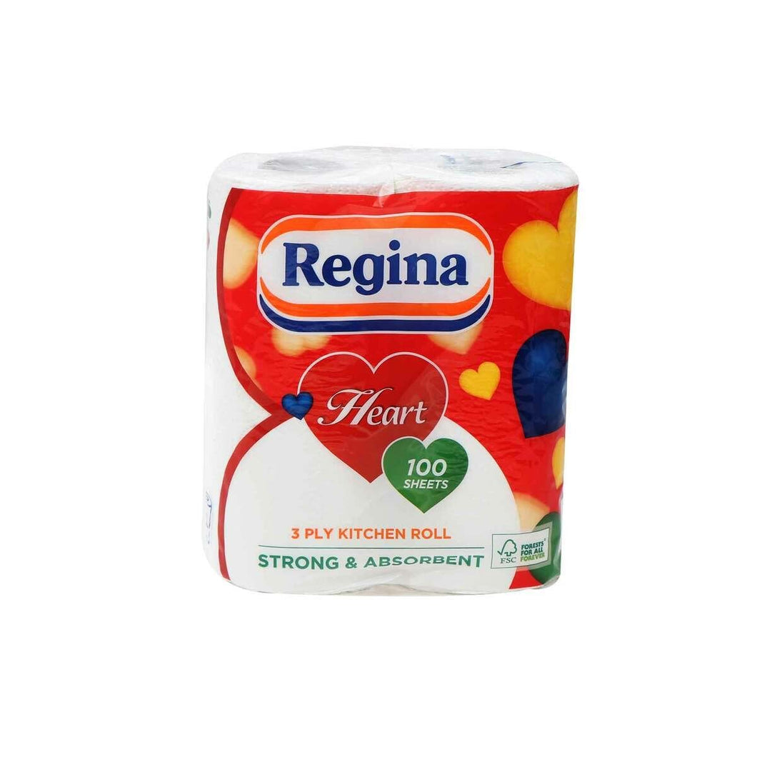 Regina Heart Kitchen Roll Heart 3ply 2 x 100 Sheets