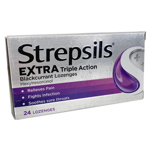 Strepsils Extra Triple Action Blackcurrant Lozenges 24's