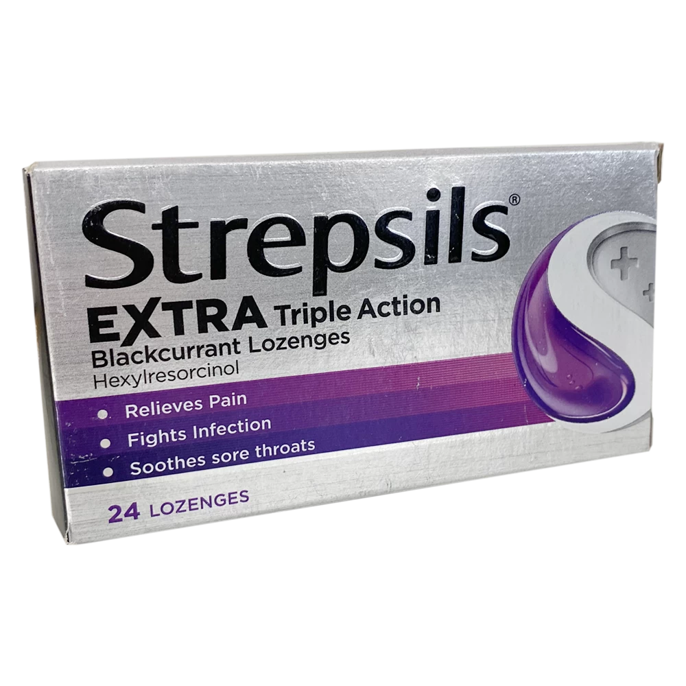 Strepsils Extra Triple Action Blackcurrant Lozenges 24's