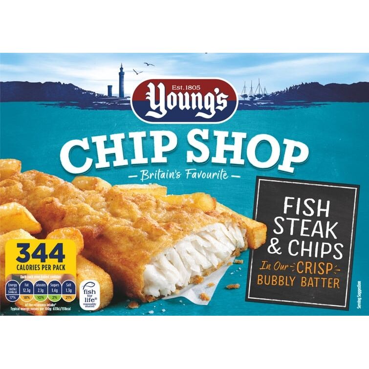 Young's Chip Shop Fish Steak & Chips 300g